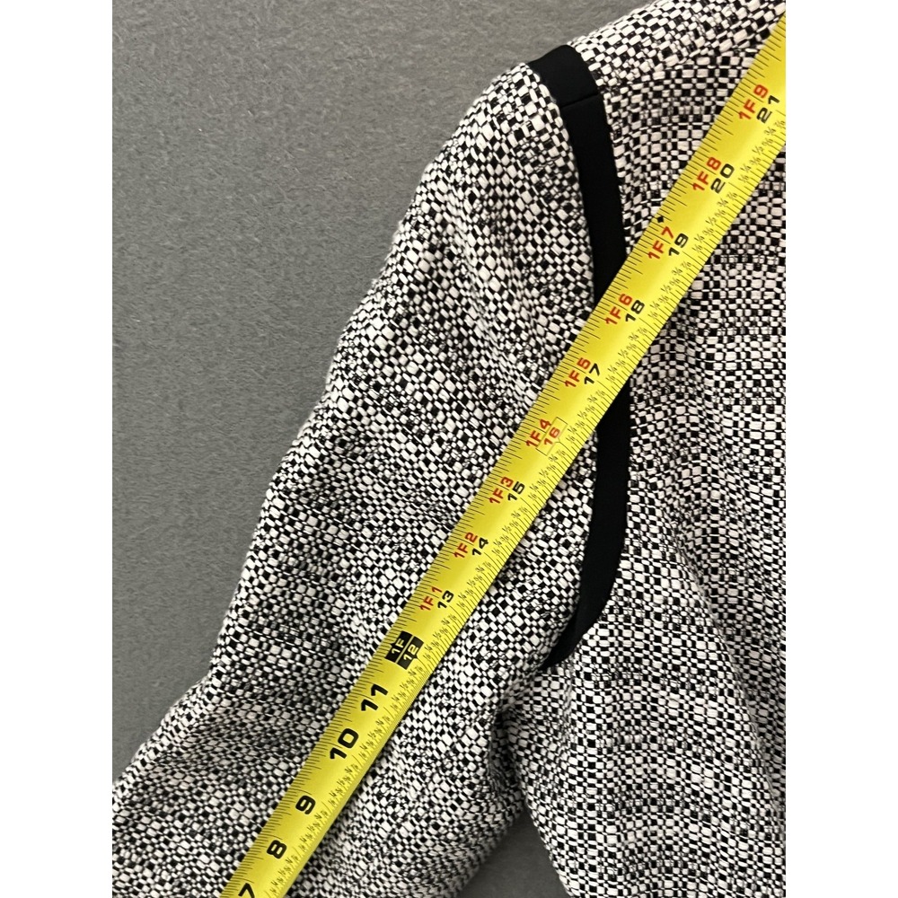 White House Black Market WHBM Women's Black White Tweed Zip Jacket Blazer Size - Picture 5 of 7